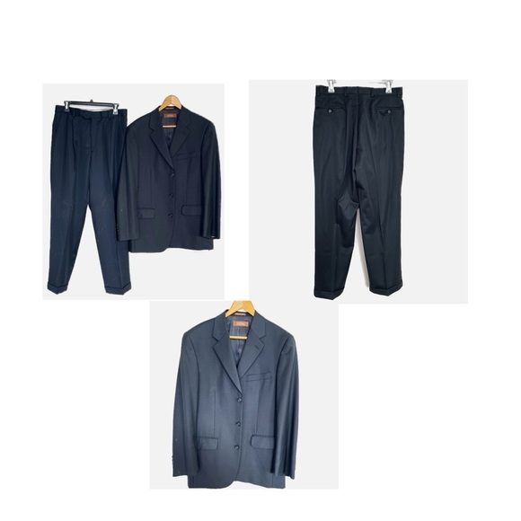 Tasso Elba Other - Tasso Elba 100% Wool Black Men’s Three Button Suit Size 38R Pant Size 32